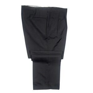 Norm Thompson Pleated Dress Pants Mens 44 Long Black Worsted Wool Blend